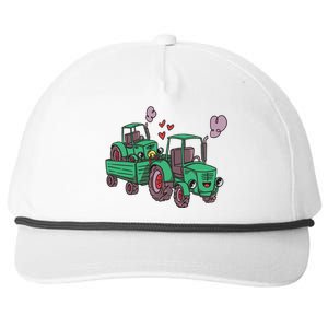 Cute Green Tractor Family Snapback Five-Panel Rope Hat