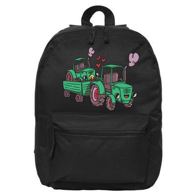 Cute Green Tractor Family 16 in Basic Backpack