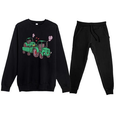 Cute Green Tractor Family Premium Crewneck Sweatsuit Set