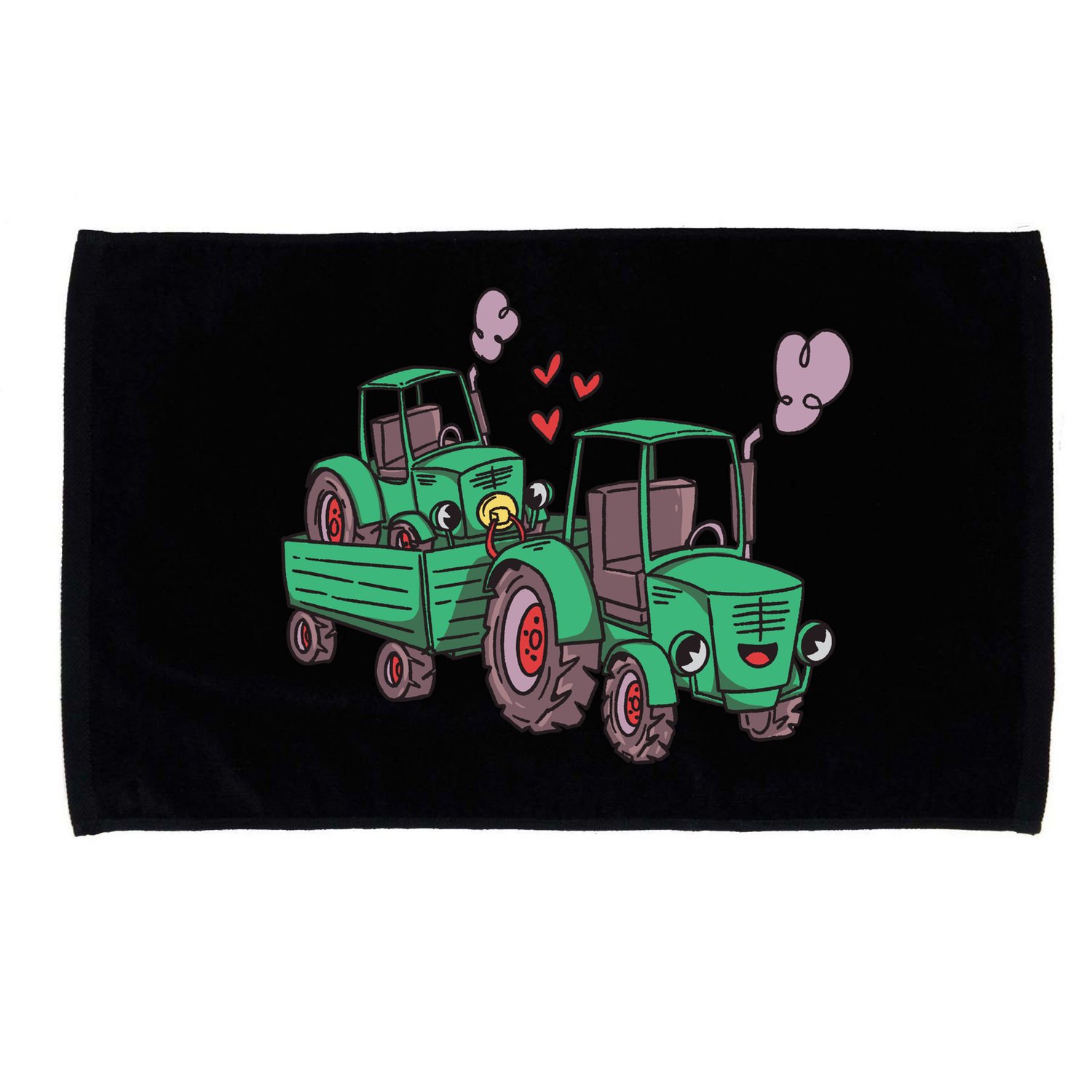 Cute Green Tractor Family Microfiber Hand Towel