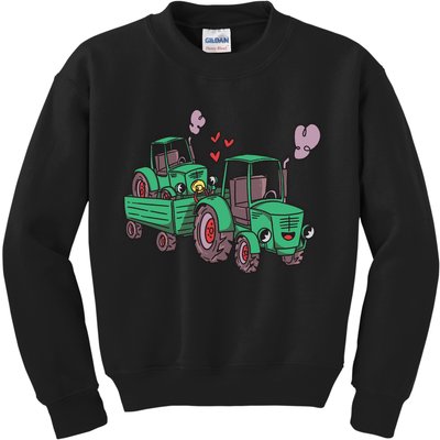 Cute Green Tractor Family Kids Sweatshirt