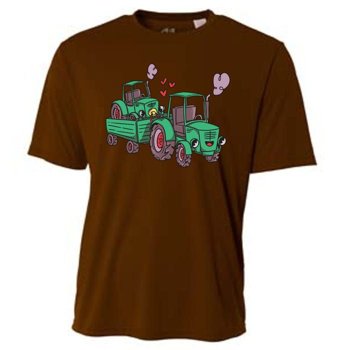 Cute Green Tractor Family Cooling Performance Crew T-Shirt