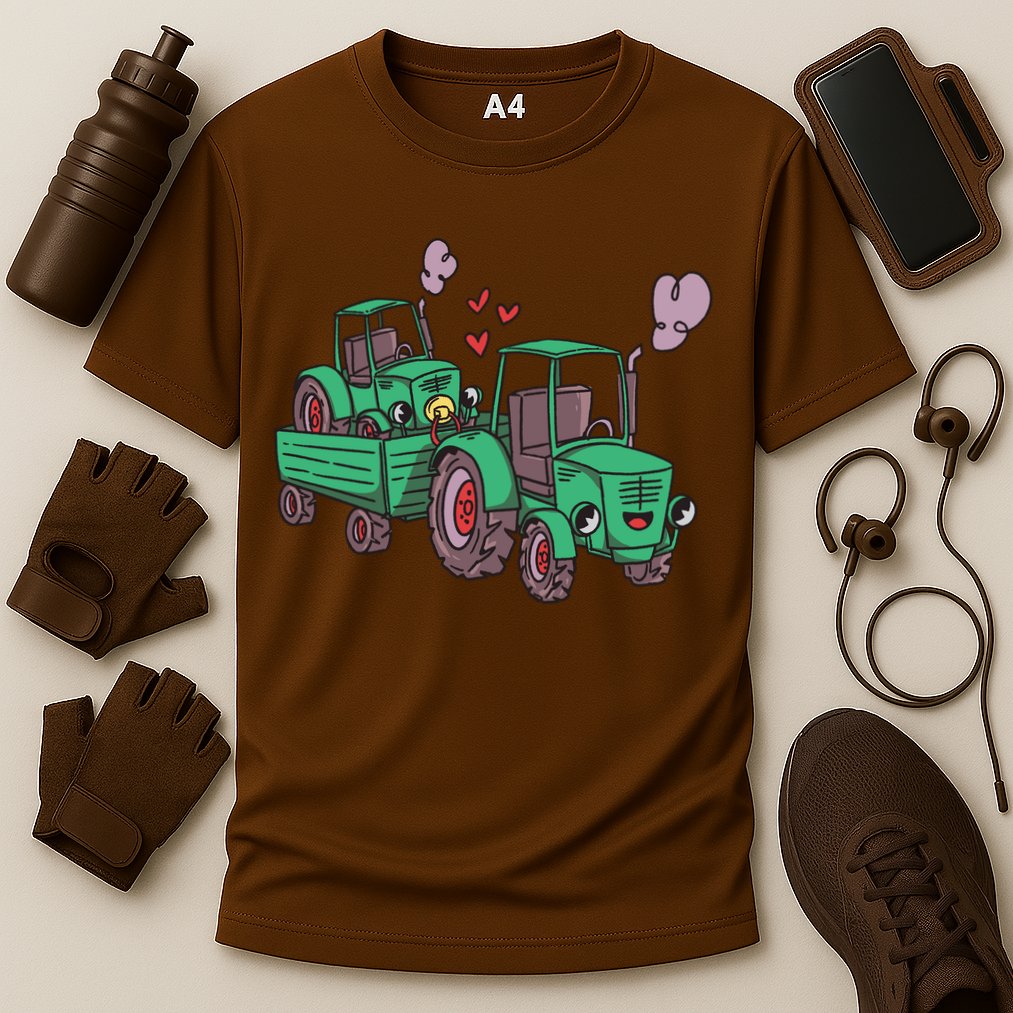 Cute Green Tractor Family Cooling Performance Crew T-Shirt