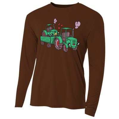 Cute Green Tractor Family Cooling Performance Long Sleeve Crew