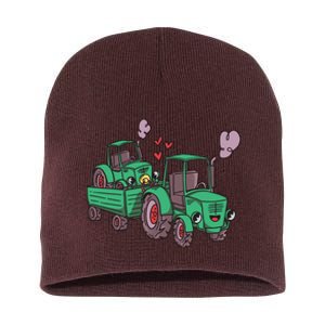 Cute Green Tractor Family Short Acrylic Beanie