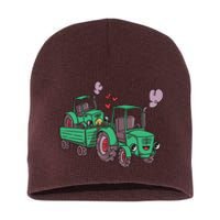 Cute Green Tractor Family Short Acrylic Beanie