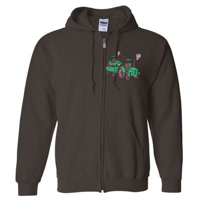 Cute Green Tractor Family Full Zip Hoodie