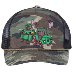 Cute Green Tractor Family Retro Rope Trucker Hat Cap