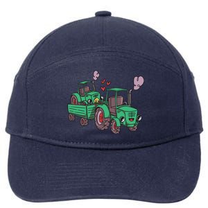 Cute Green Tractor Family 7-Panel Snapback Hat