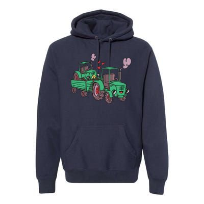 Cute Green Tractor Family Premium Hoodie