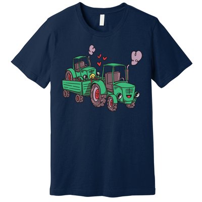 Cute Green Tractor Family Premium T-Shirt