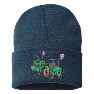 Cute Green Tractor Family Sustainable Knit Beanie