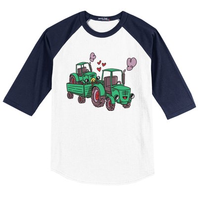 Cute Green Tractor Family Baseball Sleeve Shirt