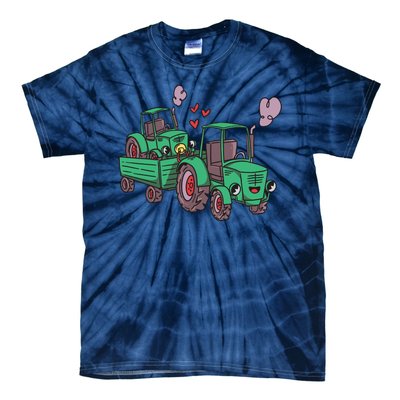 Cute Green Tractor Family Tie-Dye T-Shirt