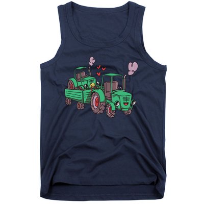 Cute Green Tractor Family Tank Top