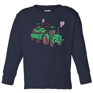 Cute Green Tractor Family Toddler Long Sleeve Shirt