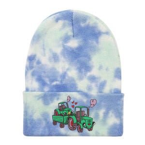 Cute Green Tractor Family Tie Dye 12in Knit Beanie