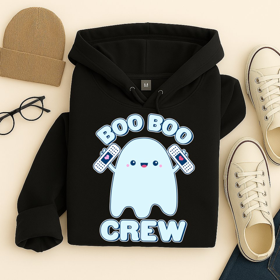 Cute Halloween Boo Boo Crew Band Aid Ghost Hoodie