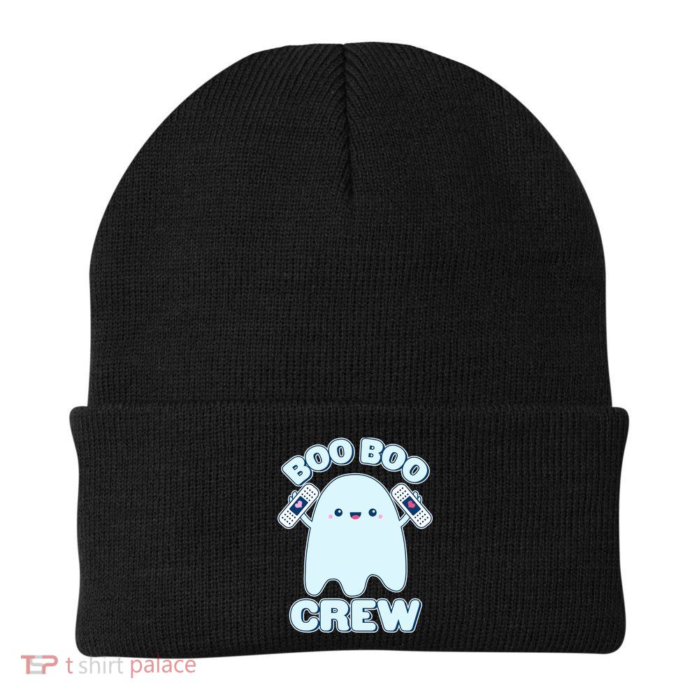 Cute Halloween Boo Boo Crew Band Aid Ghost Knit Cap Winter Beanie