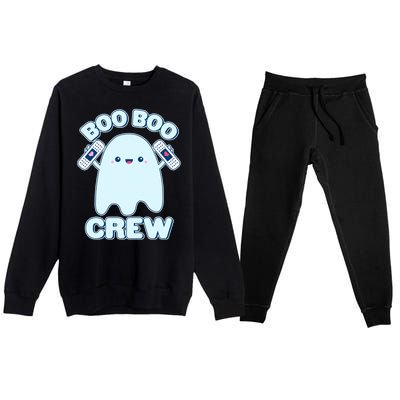 Cute Halloween Boo Boo Crew Band Aid Ghost Premium Crewneck Sweatsuit Set