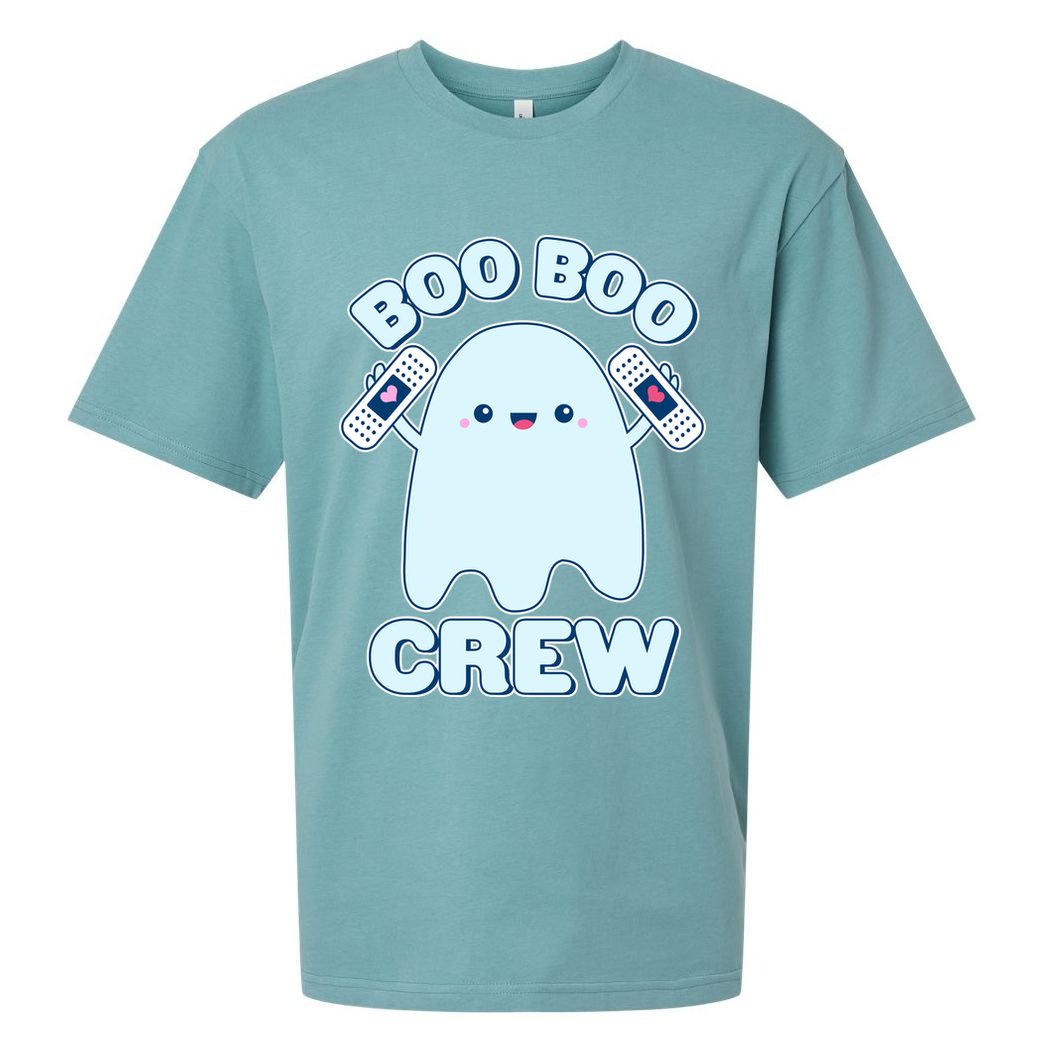 Cute Halloween Boo Boo Crew Band Aid Ghost Sueded Cloud Jersey T-Shirt
