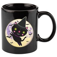 Cute Halloween Cat Moon 11oz C Handle Ceramic Mug