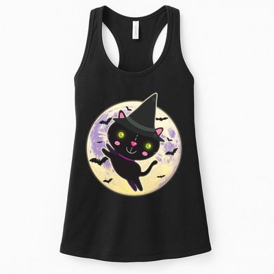 Cute Halloween Cat Moon Womens Tank Top