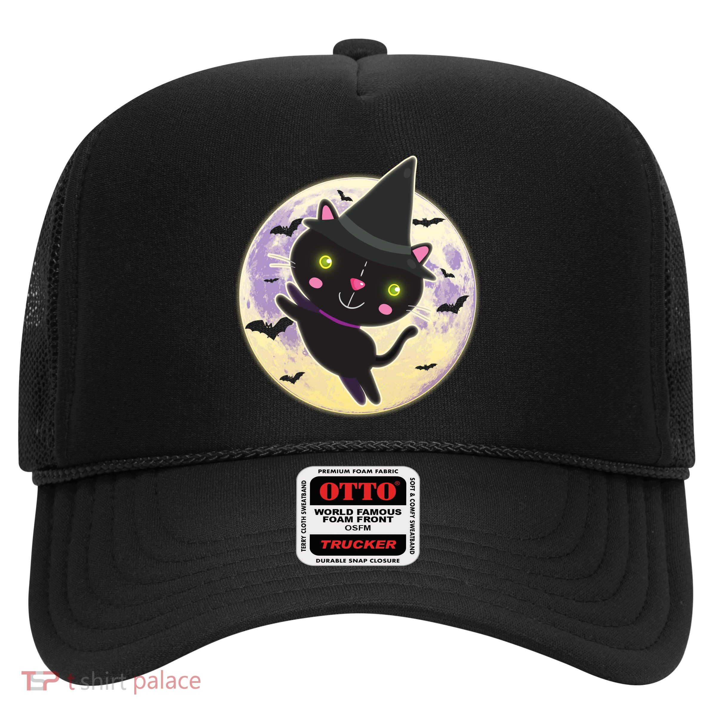 Cute Halloween Cat Moon Trucker Hat