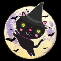Cute Halloween Cat Moon Cropped Pullover Crew