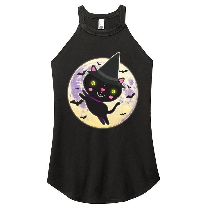 Cute Halloween Cat Moon Women's Perfect Tri Rocker Tank