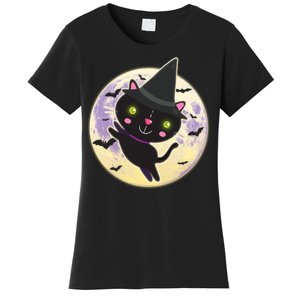 Cute Halloween Cat Moon Women's T-Shirt