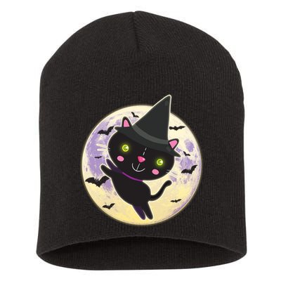 Cute Halloween Cat Moon Short Acrylic Beanie