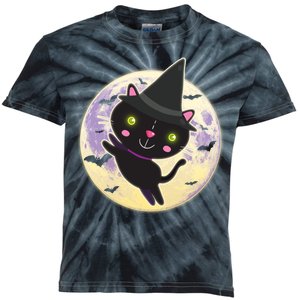 Cute Halloween Cat Moon Kids Tie-Dye T-Shirt