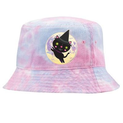 Cute Halloween Cat Moon Tie-Dyed Bucket Hat