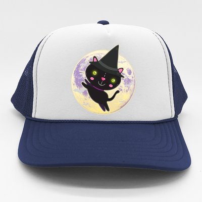 Cute Halloween Cat Moon Trucker Hat