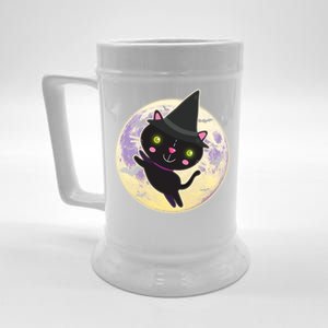 Cute Halloween Cat Moon Beer Stein