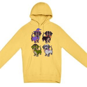 Cute Halloween Dachshunds  Premium Pullover Hoodie