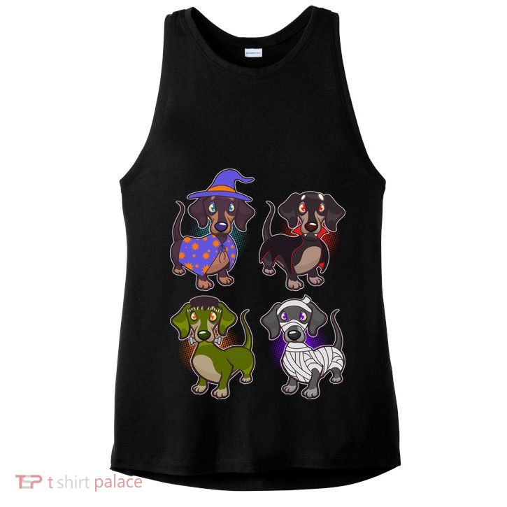 Cute Halloween Dachshunds  Ladies PosiCharge Tri-Blend Wicking Tank