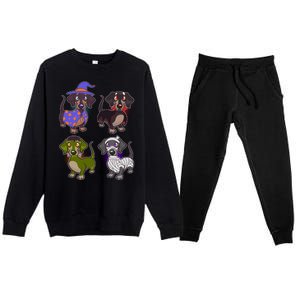 Cute Halloween Dachshunds  Premium Crewneck Sweatsuit Set