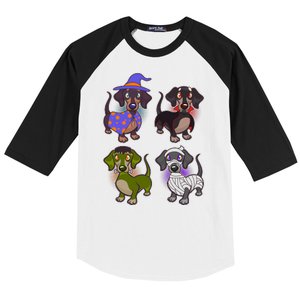 Cute Halloween Dachshunds  Baseball Sleeve Shirt