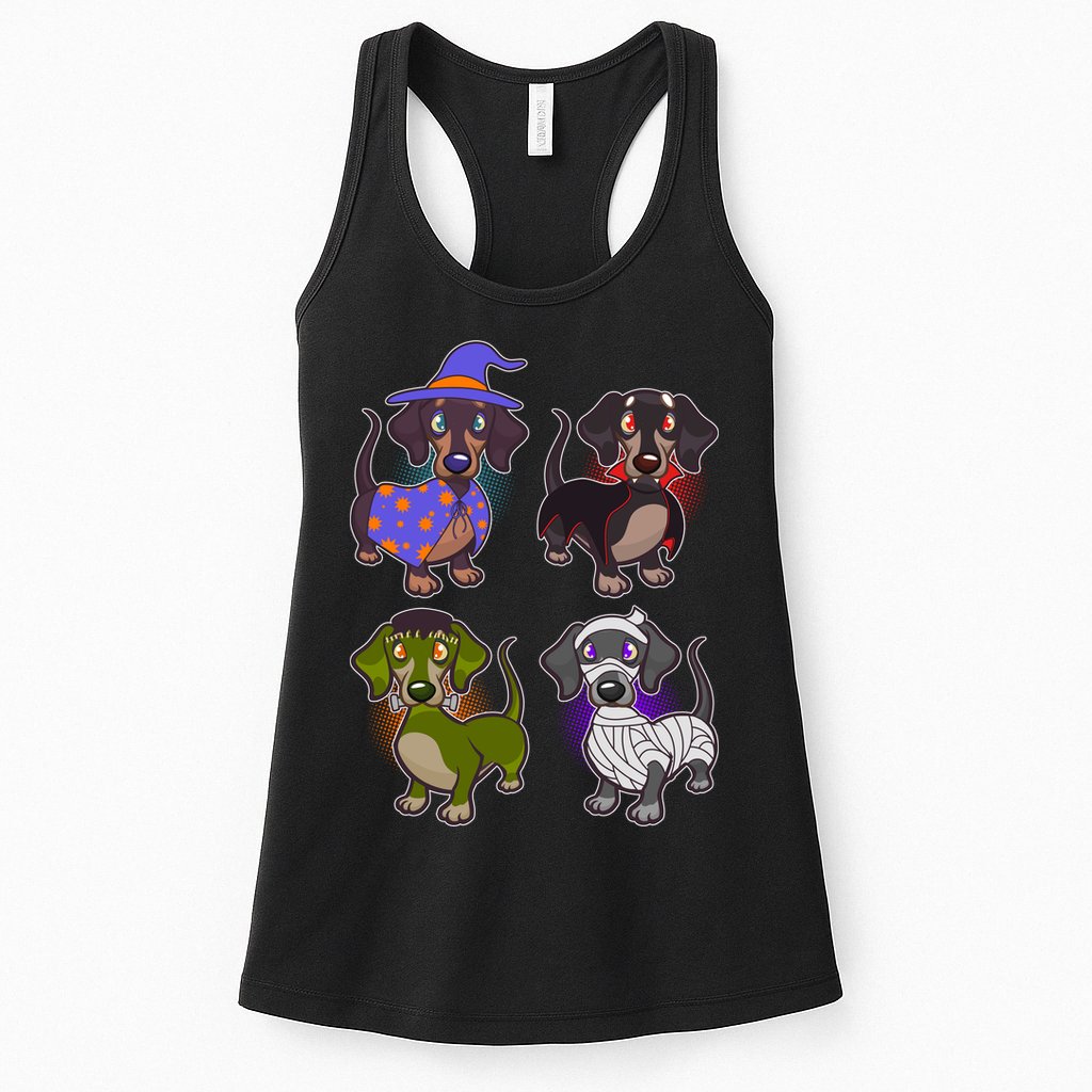 Cute Halloween Dachshunds  Womens Tank Top