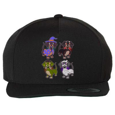 Cute Halloween Dachshunds  Wool Snapback Cap