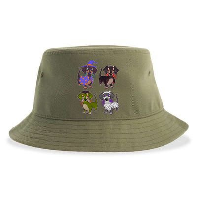 Cute Halloween Dachshunds  Sustainable Bucket Hat