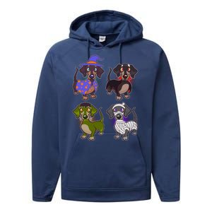 Cute Halloween Dachshunds  Performance Fleece Hoodie