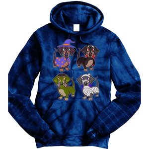 Cute Halloween Dachshunds  Tie Dye Hoodie