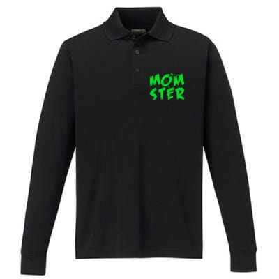 Cute Halloween Mom-Ster Performance Long Sleeve Polo