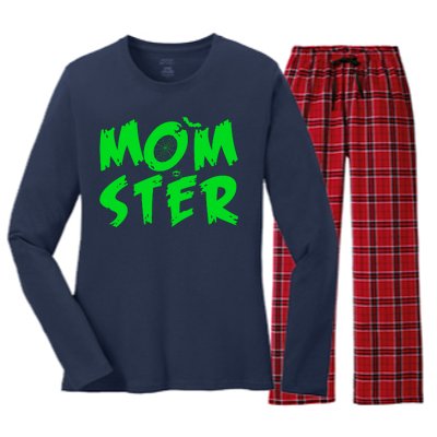 Cute Halloween Mom-Ster Women's Long Sleeve Flannel Pajama Set 