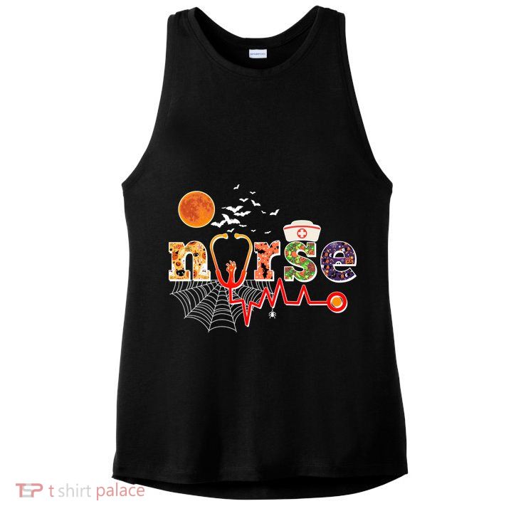 Cute Halloween Patterns Nurse Ladies PosiCharge Tri-Blend Wicking Tank
