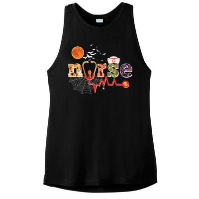 Cute Halloween Patterns Nurse Ladies PosiCharge Tri-Blend Wicking Tank