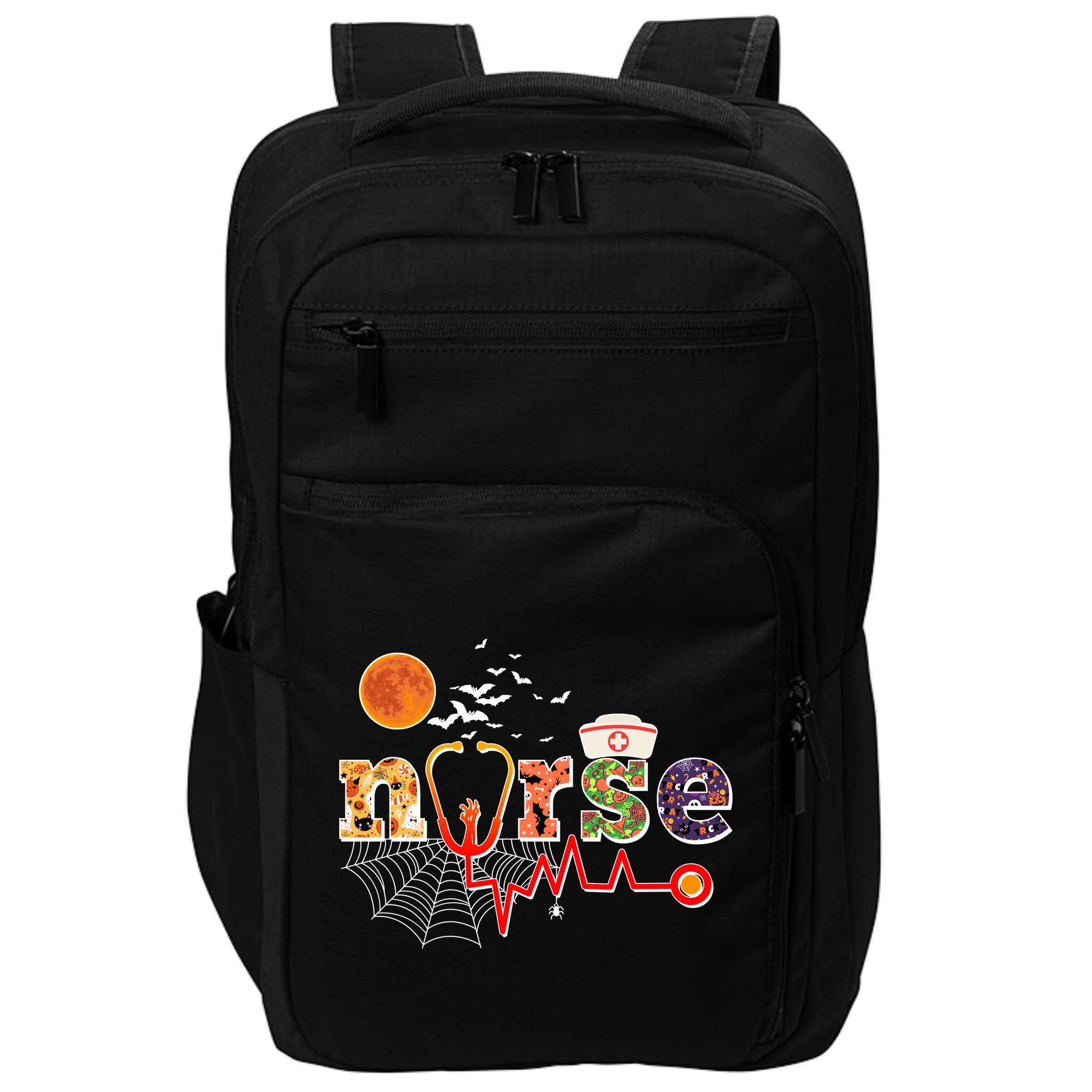 Cute Halloween Patterns Nurse Impact Tech Backpack